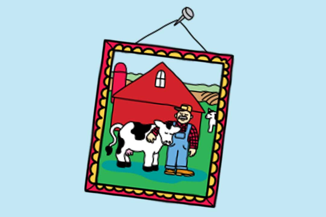 Zdjęcie rolnika, który przytula krowę