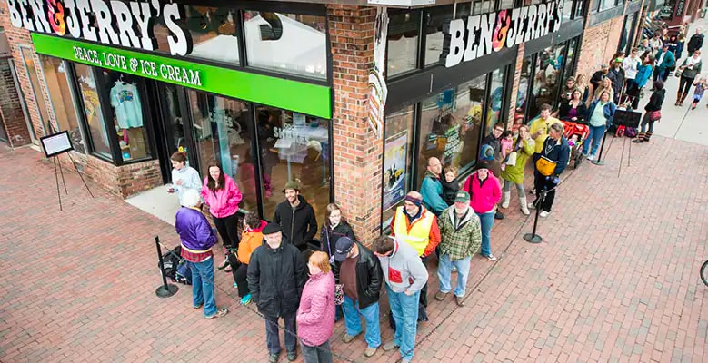 Free cone day line of people